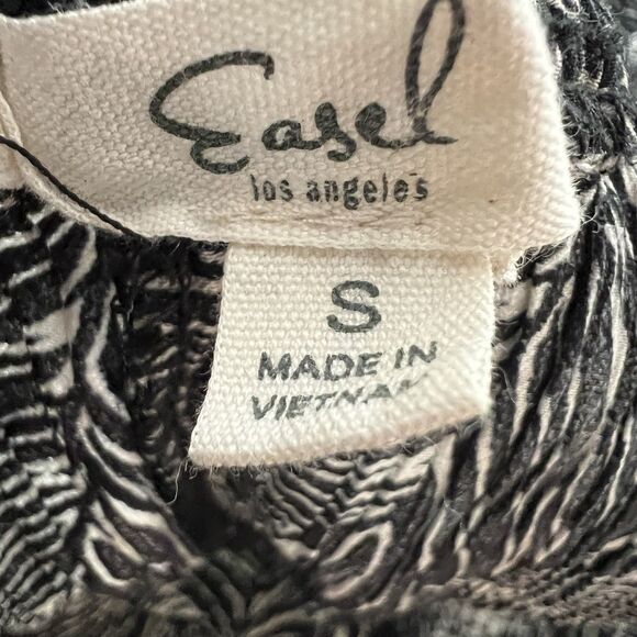 Easel Maxi Dress Small Tiered Oversized Black/beige Crinkle - Picture 3 of 4